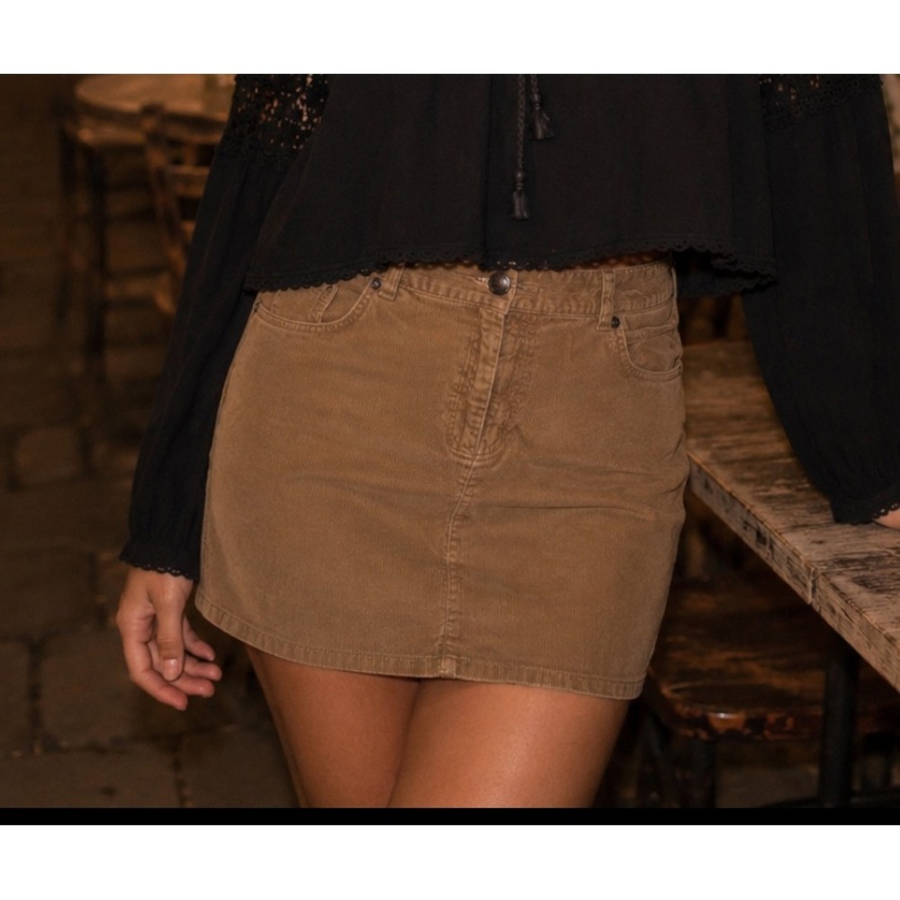 Y2K Vintage J Crew Corduroy Mini Skirt Pockets Tan Grunge Preppy Women's 10 EUC